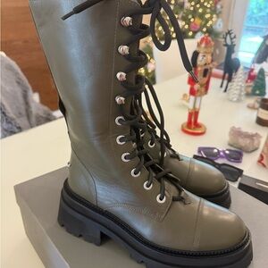 Stylish Olive Lace-Up Combat Boots